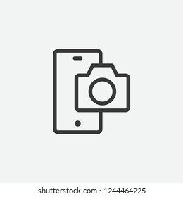 Smartphone with camera icon isolated on background. Gadget symbol modern, simple, vector, icon for website design, mobile app, ui. Vector Illustration