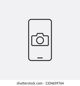 Smartphone with camera icon isolated on background. Multimedia symbol modern, simple, vector, icon for website design, mobile app, ui. Vector Illustration
