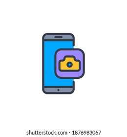smartphone, camera icon or logo illustration vector, filled outline style.