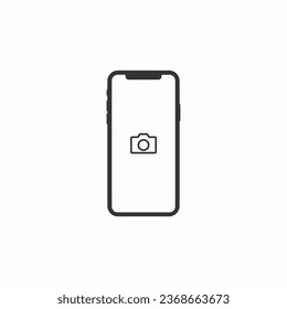 Smartphone-Kamera-Symbol auf weißem Hintergrund. Modernes, unkompliziertes, Vektorsymbol für UI-Design in Websites und Apps. ein Vektorbild