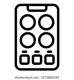 Smartphone camera icon outline illustration with modern, sleek, and contemporary design for mobile phone technology concept