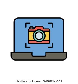 Icono de la cámara del smartphone con el Vector de fondo blanco