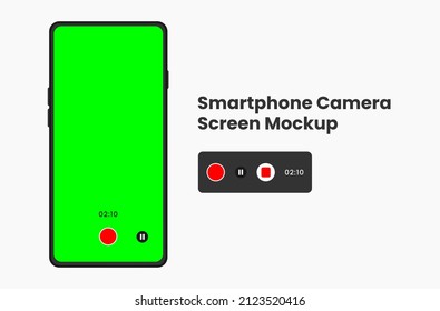 smartphone camera interface mock up with green screen in background