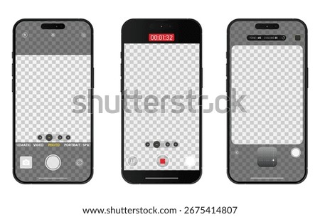 Smartphone Camera Interface Photo and Video UI for Mobile App Mockup Vector Illustration