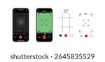 Smartphone Camera Interface Vector – Viewfinder, Grid, Focus and Record Buttons for Photo and Video | Mobile App UI Screen Icons.