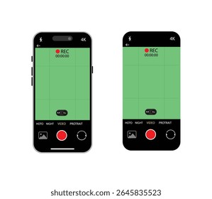 Smartphone Camera Interface Vector – Viewfinder, Grid, Focus and Record Buttons for Photo and Video | Mobile App UI Screen Icons.