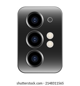 Smartphone Camera Lens On White Background, Vector Illustration