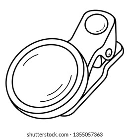Smartphone camera lens. Vector outline icon isolated on white background.