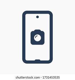 Smartphone camera line vector icon. Photo symbol. Phone lens silhouette icons set for web design. Tablet photographing flat icon for app design. Modern gadget shutter sign minimal flat linear icons