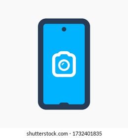 Smartphone camera line vector icon. Photo symbol. Phone lens silhouette icons set for web design. Tablet photographing flat icon for app design. Modern gadget shutter sign minimal flat linear icons
