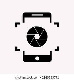 Smartphone camera line vector icon. Photo symbol. Phone lens silhouette icons set for web design. Tablet photographing flat icon for app design.