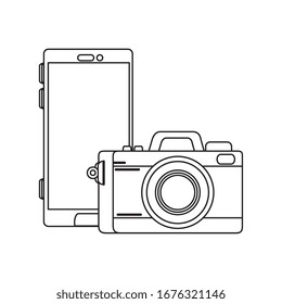 smartphone with camera photography isolated icon vector illustration designs