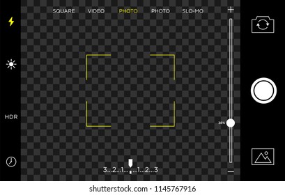 smartphone camera screen view template with transparent background and landscape format use for video and photograph application, vector eps 10