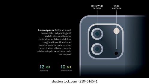 Smartphone camera and technology flat vector illustration.