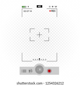 Smartphone camera vertical viewfinder template. 4K phone resolution video rec frame on white background. Record video snapshot photography