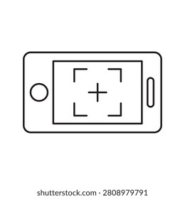 Smartphone camera viewfinder line icon. Mobile photography, phone screen landscape recording, and digital app symbol. Vector outline.