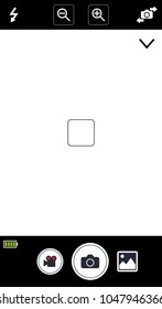 Smartphone camera viewfinder. Template focusing screen of the camera. Viewfinder camera recording. Video screen on a black background. vector illustration