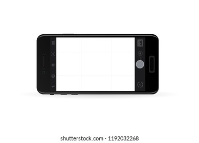 Smartphone camera viewfinder. Template focusing screen of the camera. Viewfinder camera recording. Video screen on a black background. vector illustration