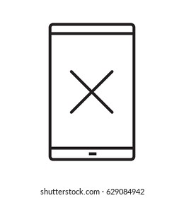 Smartphone cancel linear icon. Thin line illustration. Smart phone with cross contour symbol. Vector isolated outline drawing