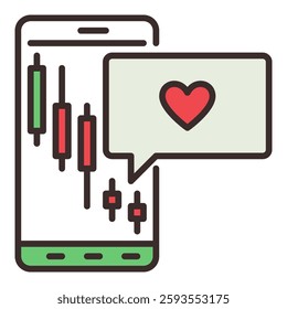 Smartphone and Candlestick Chart vector Mobile Trading concept colored icon or design element