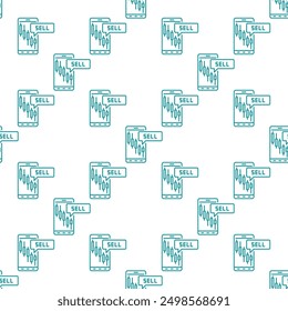 Smartphone with Candlestick Chart vector price movements concept seamless pattern in outline style