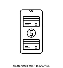 Smartphone card dollar icon. Simple line, outline vector of smartphone icons for ui and ux, website or mobile application