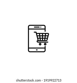 Smartphone with cart icon vector for web, computer and mobile app