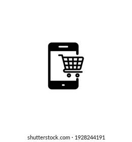 Smartphone with cart icon vector for web, computer and mobile app