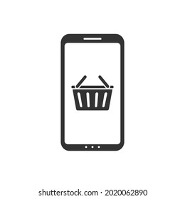 Smartphone with cart icon vector for web, computer and mobile app