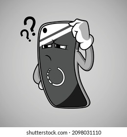 Smartphone cartoon mascot with loading pose