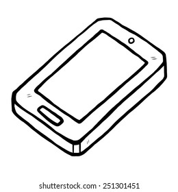 smartphone / cartoon vector and illustration, black and white, hand drawn, sketch style, isolated on white background.