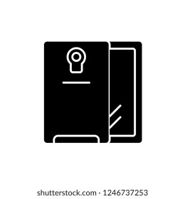 Smartphone and case black icon, vector sign on isolated background. Smartphone and case concept symbol, illustration 