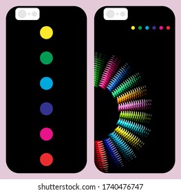 Smartphone Case, Mobile Back Cover Design Halftone Vector Illustration