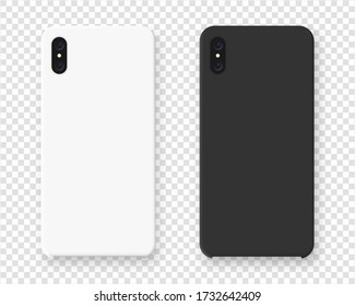 Smartphone case mockup. Realistic cases for smartphone isolated on transparent background. Vector illustration.