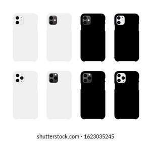 Smartphone case mockup template vector illustration set  