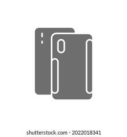 Smartphone case, phone screen protection grey icon.