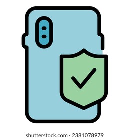 Vector de contorno de icono de la tecnología de caso Smartphone. Cubierta telefónica. Color plano del dispositivo móvil