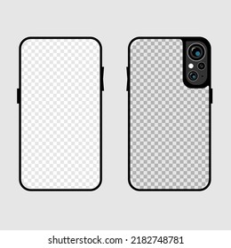 Smartphone case template isolated on gray background. Phone accessories vector empty transparent mockup. Insert your design and see how it looks on device