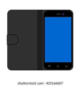 the smartphone is in a case in vector