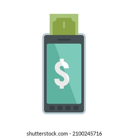 Smartphone cash money icon. Flat illustration of smartphone cash money vector icon isolated on white background
