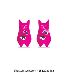 smartphone cat logo technology icon vector