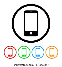 Smartphone Cell Phone Icon in Vector Format with Four Color Variations