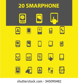 smartphone, cell, phone  icons, signs vector concept set for infographics, mobile, website, application
