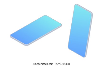 Smartphone, cell phone mockup isolated on white background. 3d, isometric projection. Vector illustration.