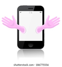 Smartphone - Cell Phone Vector Illustration Isolated on White Background