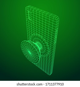 Smartphone Cellphone Pop Socket Holder. Wireframe low poly mesh vector illustration.