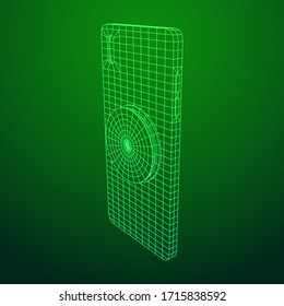 Smartphone Cellphone Pop Socket Holder. Wireframe low poly mesh vector illustration.