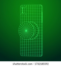 Smartphone Cellphone Pop Socket Holder. Wireframe low poly mesh vector illustration.