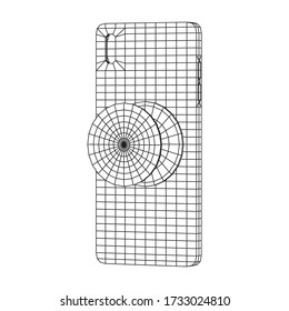 Smartphone Cellphone Pop Socket Holder. Wireframe low poly mesh vector illustration.