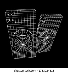 Smartphone Cellphone Pop Socket Holder. Wireframe low poly mesh vector illustration.